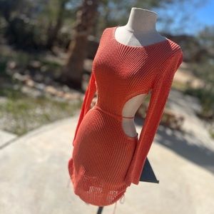 Coral knitted Beach Coverup / Dress